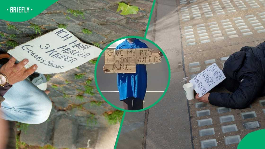 Street beggar asks for help in a special way