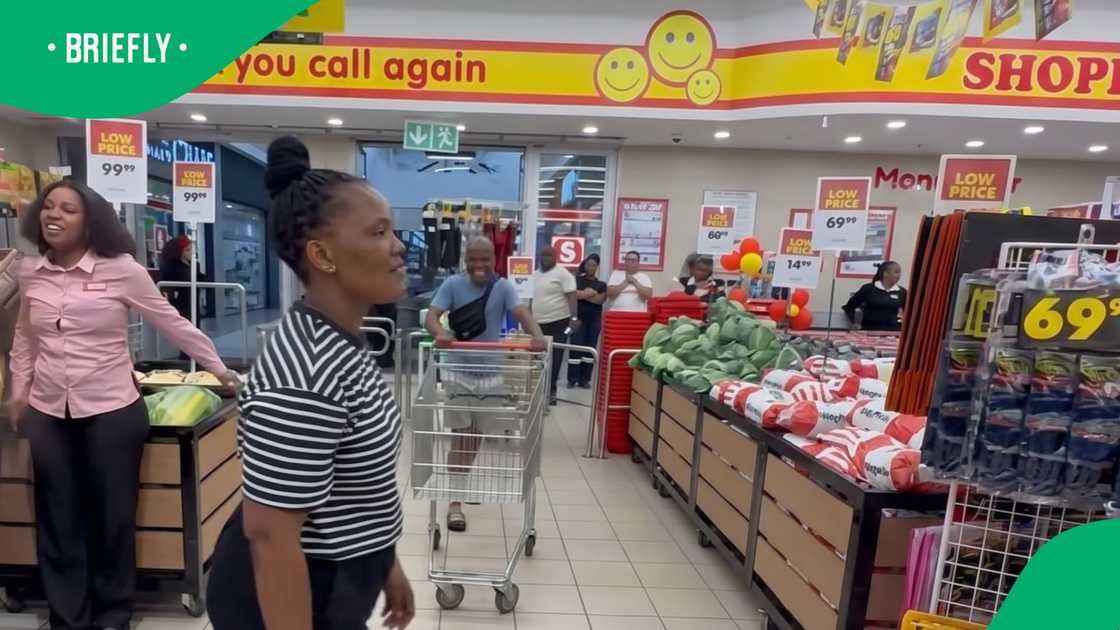 Woman does trolley dash at Shoprite