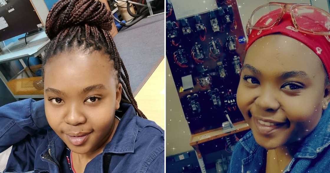 A young lady from Gauteng is happy about becoming a qualified electrician A young lady from Gauteng is happy about becoming a qualified electrician