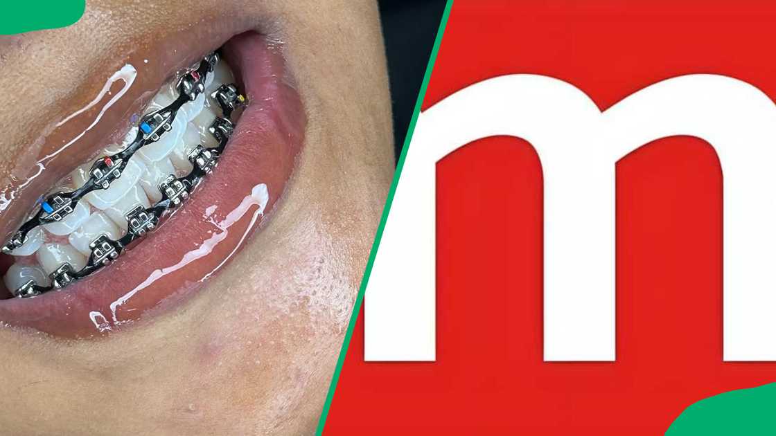 A smiling woman with braces. The Momentum Health logo A smiling woman with braces. The Momentum Health logo