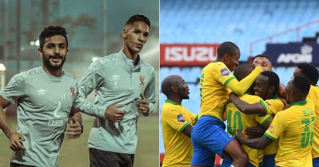 Mamelodi Sundowns are set to face Al Ahly in the CAF Champions League on Saturday night. Image: @Masandawana/AlAhlyEnglish/Twitter Mamelodi Sundowns are set to face Al Ahly in the CAF Champions League on Saturday night. Image: @Masandawana/AlAhlyEnglish/Twitter