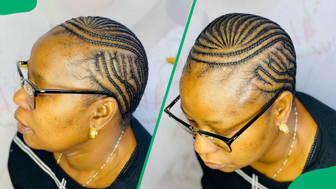 A lady with cornrows A lady with cornrows