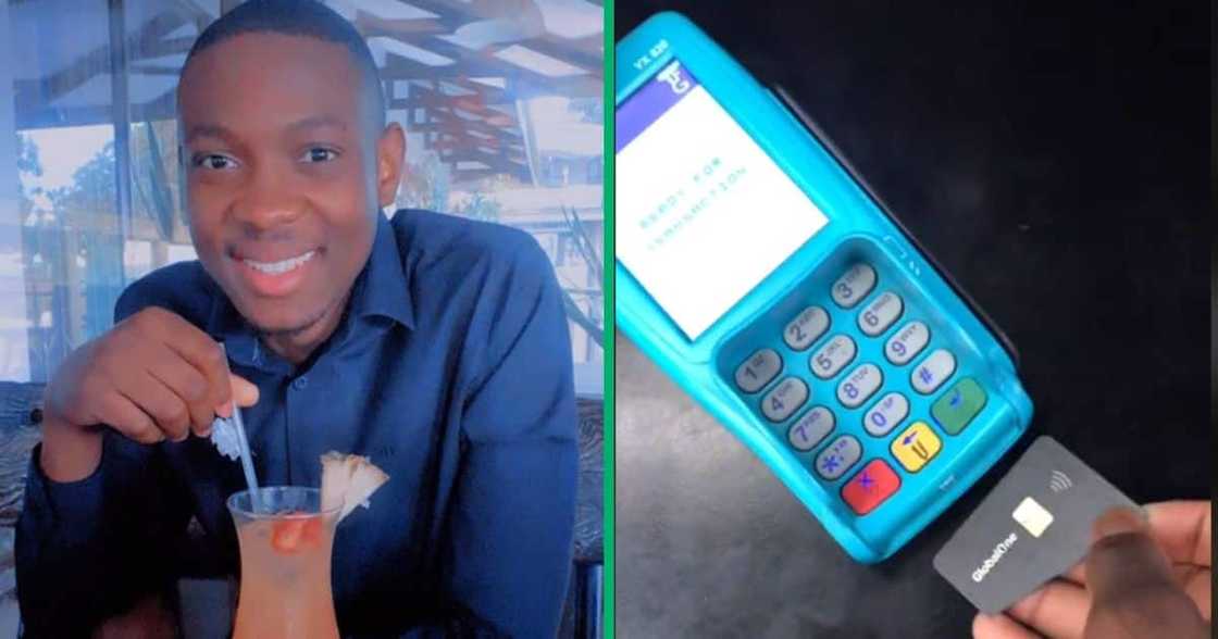 man uses damaged bank card in TikTok video man uses damaged bank card in TikTok video