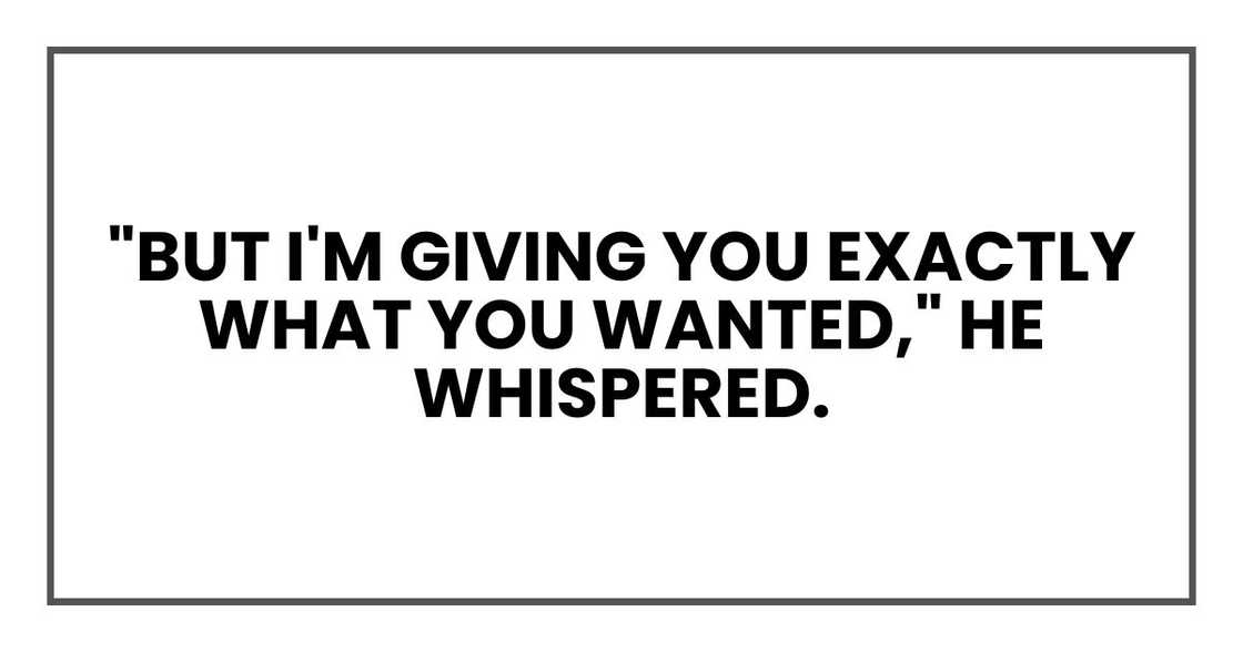 "But I'm giving you exactly what you wanted," he whispered.