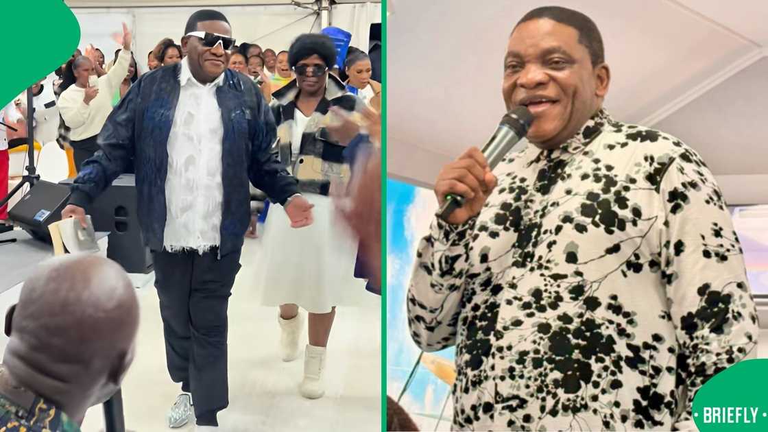 The congregation screamed, seeing their pastor as he moved to the front with an entourage The congregation screamed, seeing their pastor as he moved to the front with an entourage