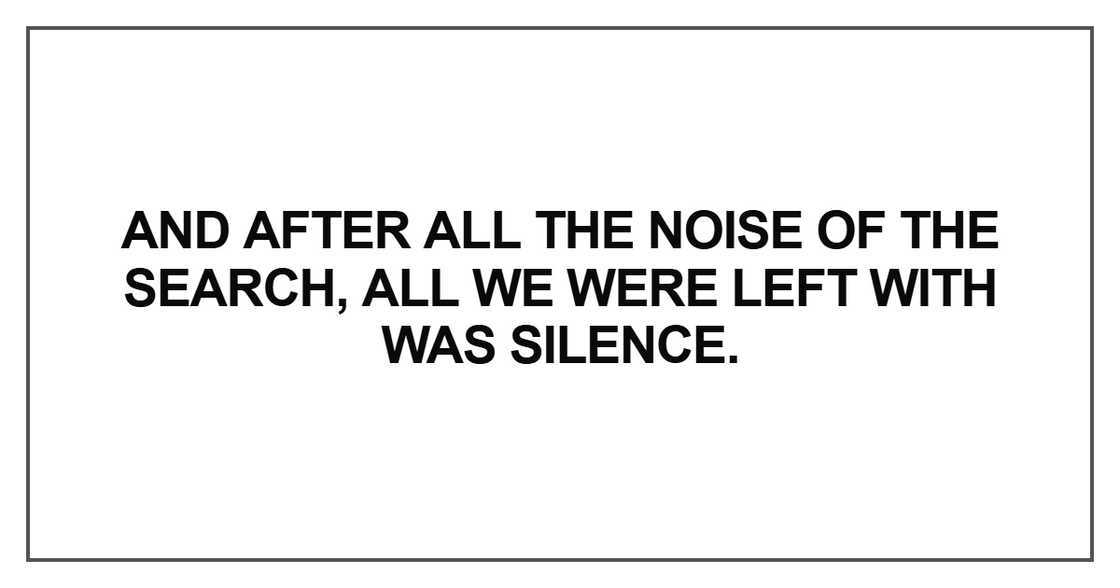 And after all the noise of the search, all we were left with was silence