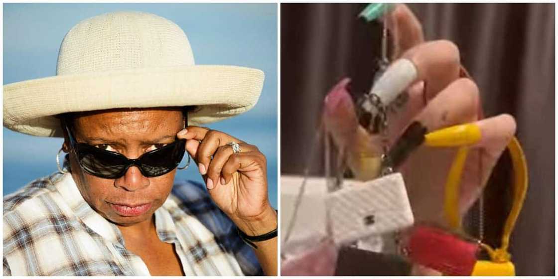 Photos of a stock image and the nails with bags. Photos of a stock image and the nails with bags.