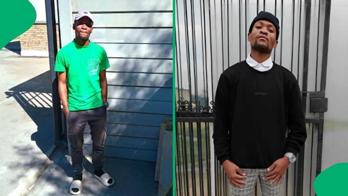 A man proudly showed people his two-room shack. A man proudly showed people his two-room shack.