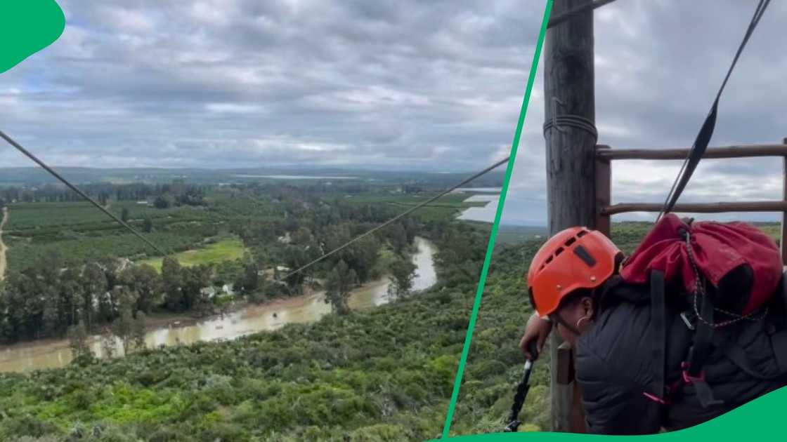 Woman terrified of zipline