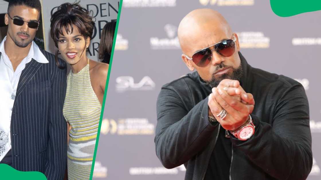 Shemar Moore and Halle Berry at the 1997 Golden Globe Awards (L). The actor at the 58th Monte-Carlo Television Festival in 2018 (R) Shemar Moore and Halle Berry at the 1997 Golden Globe Awards (L). The actor at the 58th Monte-Carlo Television Festival in 2018 (R)