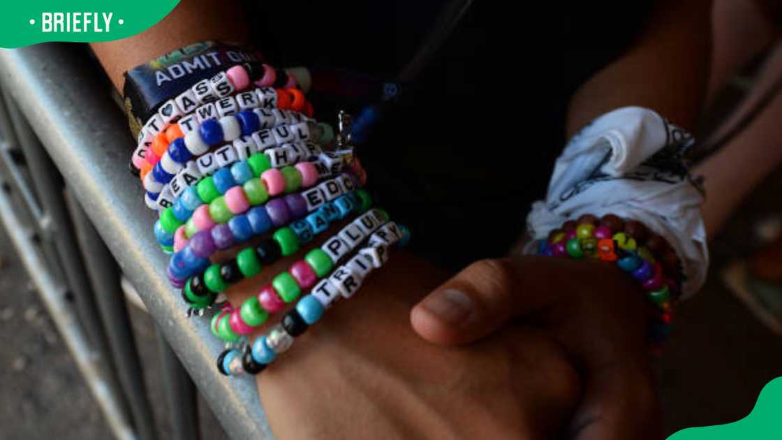 A fan wearing kandi bracelets at the 21st annual Electric Daisy Carnival