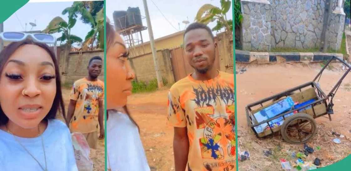 Lady laughs at wheelbarrow pusher who wooed her, video trends online