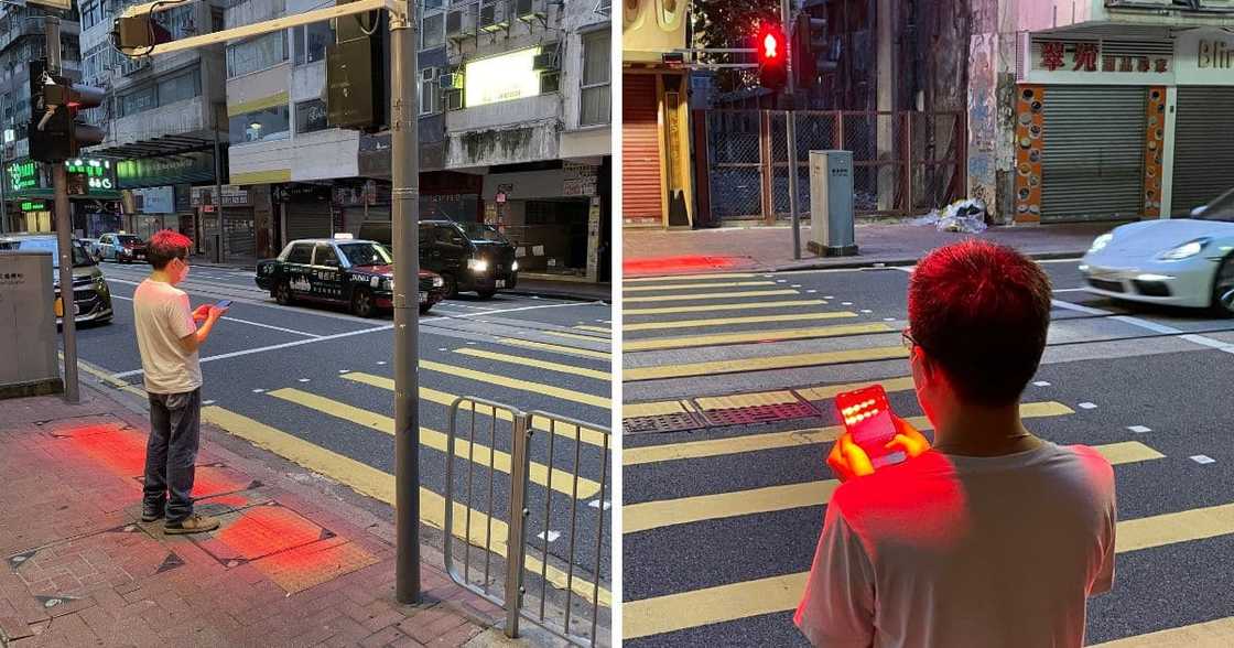 Hong Kong pedestrian at traffic lights Hong Kong pedestrian at traffic lights