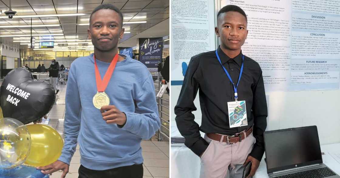 Kutlwano Tshatiwa standing proud with his gold medal Kutlwano Tshatiwa standing proud with his gold medal