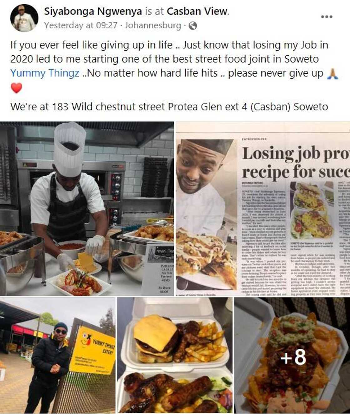 After losing his job, a man started a food business in Soweto. After losing his job, a man started a food business in Soweto.