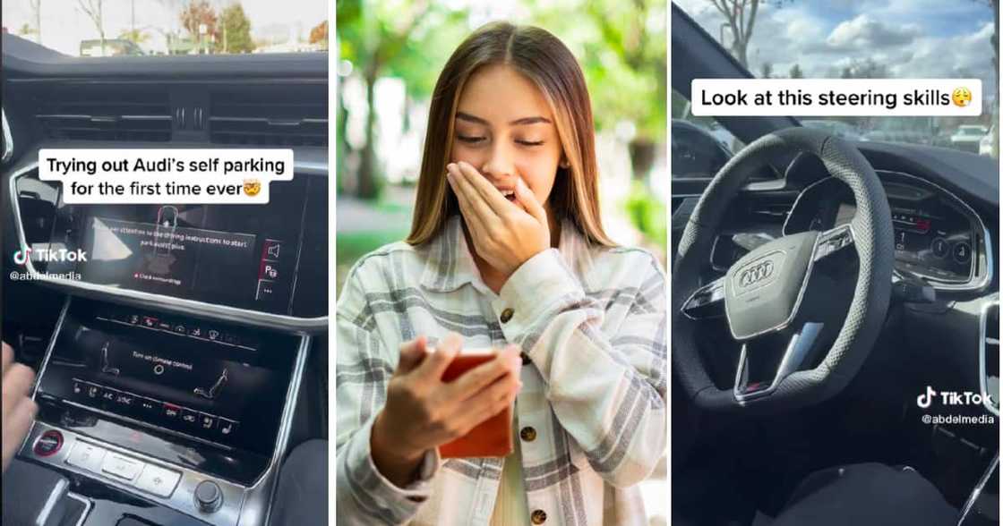 The car has a screen that shows multiple sides of it. The car has a screen that shows multiple sides of it.