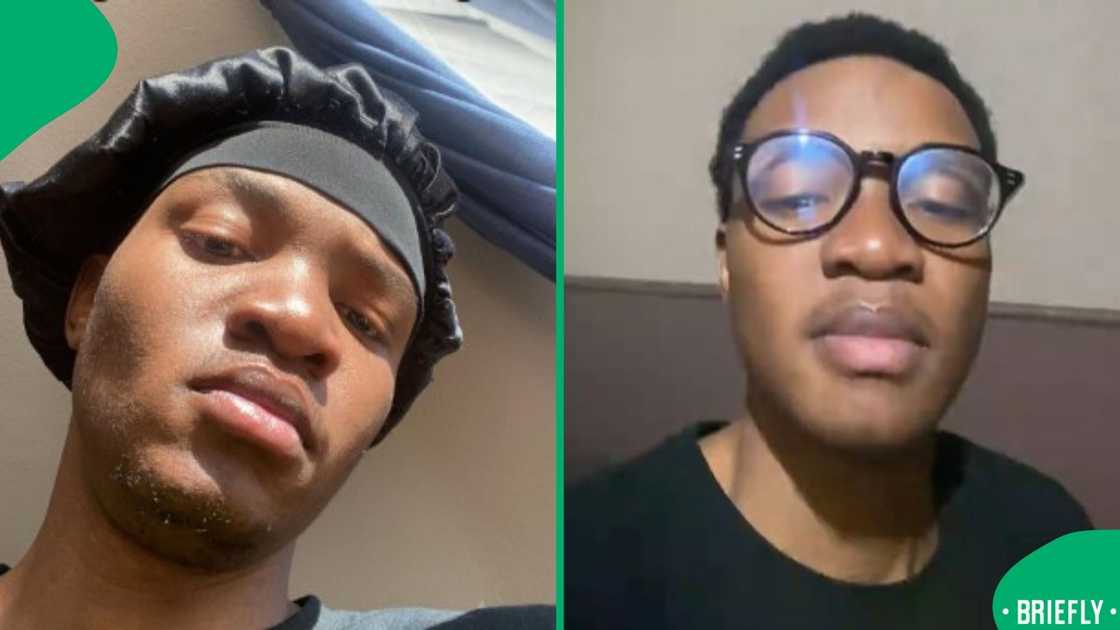 The image on the right showed the man wearing glasses and a black tee