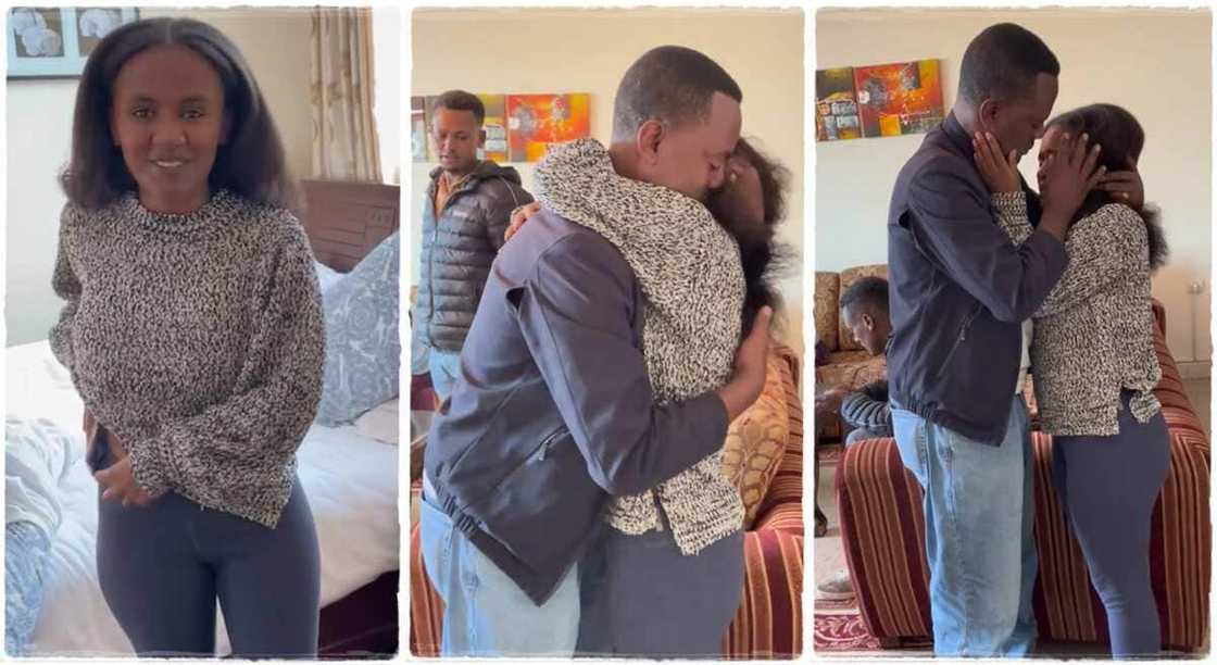 Photos of a Kalkidan and her father in a warm embrace.