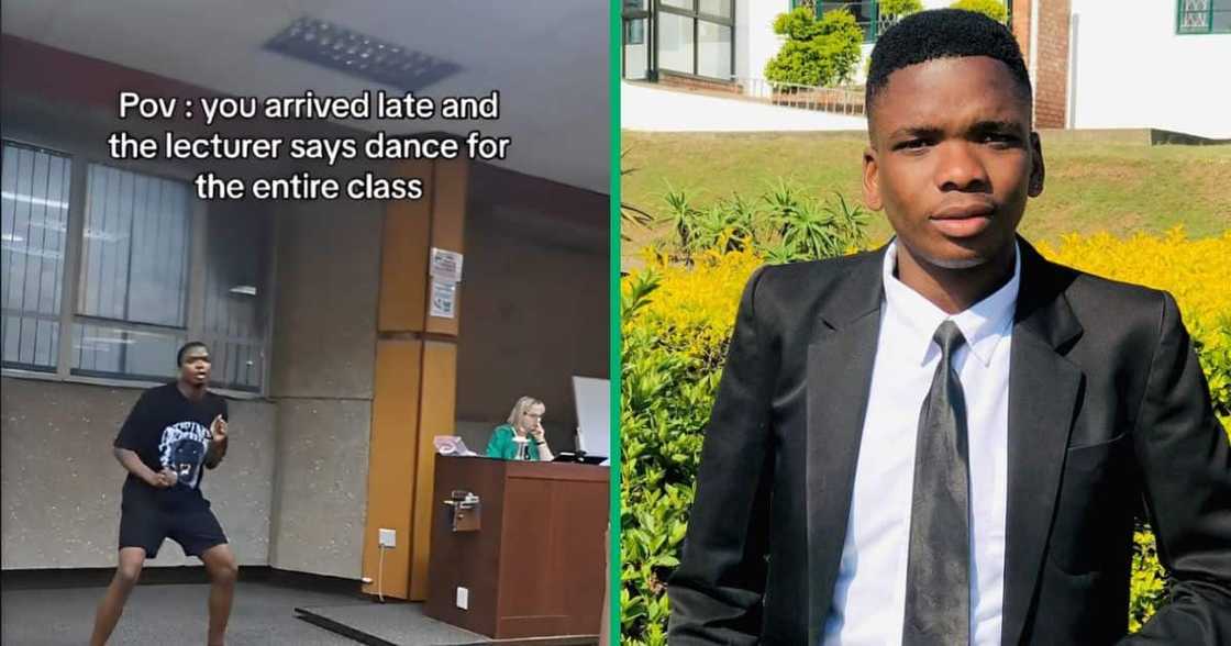A TikTok video captured a university latecomer dancing for the whole class. A TikTok video captured a university latecomer dancing for the whole class.