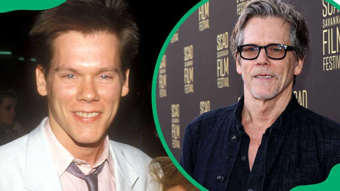 Kevin Bacon during the 1984 premiere of Footloose (L).The actor at the 2023 SCAD Savannah Film Festival (R) Kevin Bacon during the 1984 premiere of Footloose (L).The actor at the 2023 SCAD Savannah Film Festival (R)