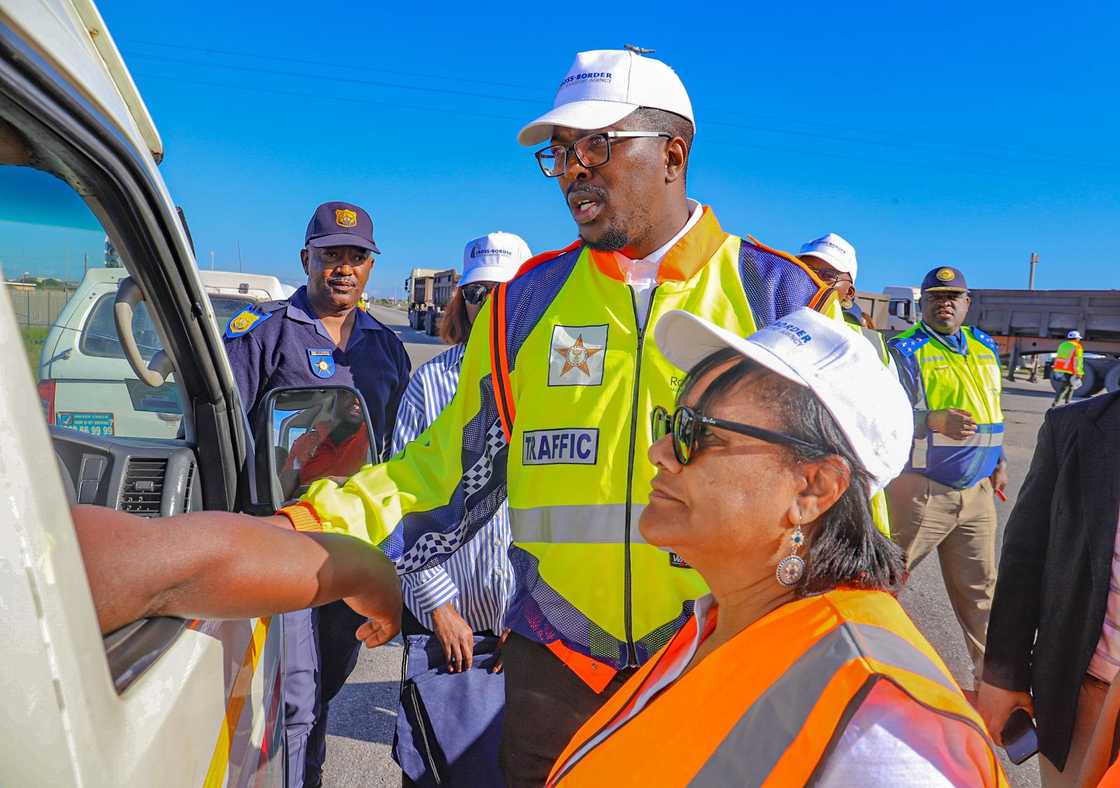 Deputy Transport Minister Mkhuleko Hlengwa at a roadblock Deputy Transport Minister Mkhuleko Hlengwa at a roadblock