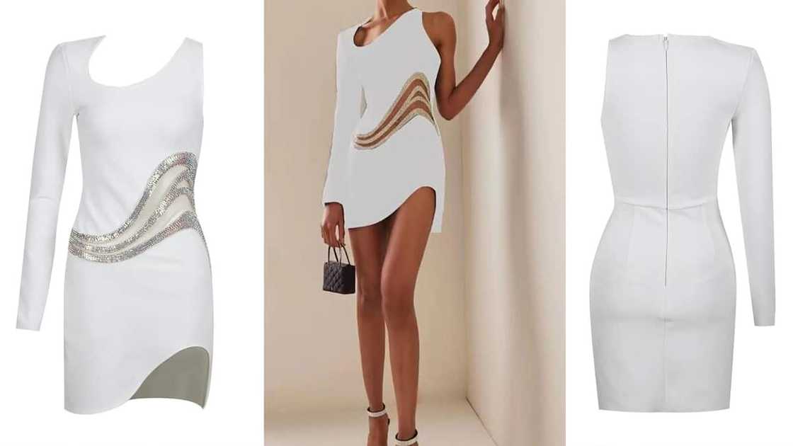One-sleeved asymmetric crystal bandage mini One-sleeved asymmetric crystal bandage mini