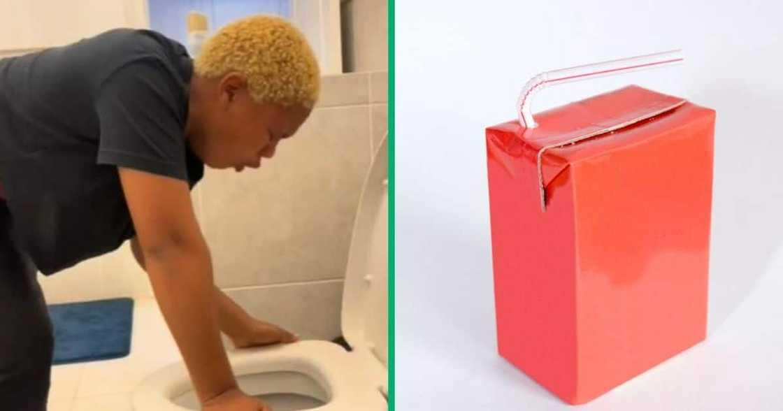 TikTok video of woman after opening contaminated juice box TikTok video of woman after opening contaminated juice box