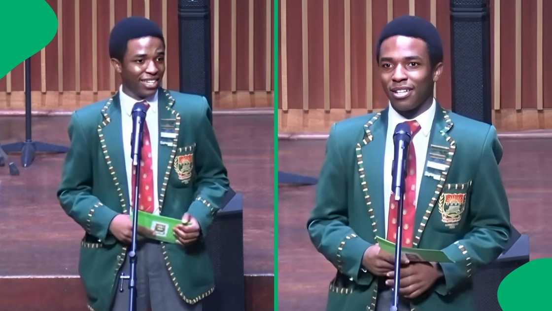 A high school pupil amazed people with his Afrikaans speech. A high school pupil amazed people with his Afrikaans speech.
