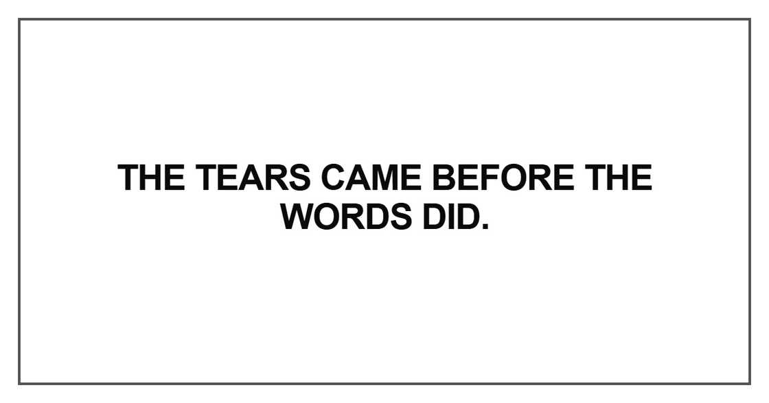 The tears came before the words The tears came before the words