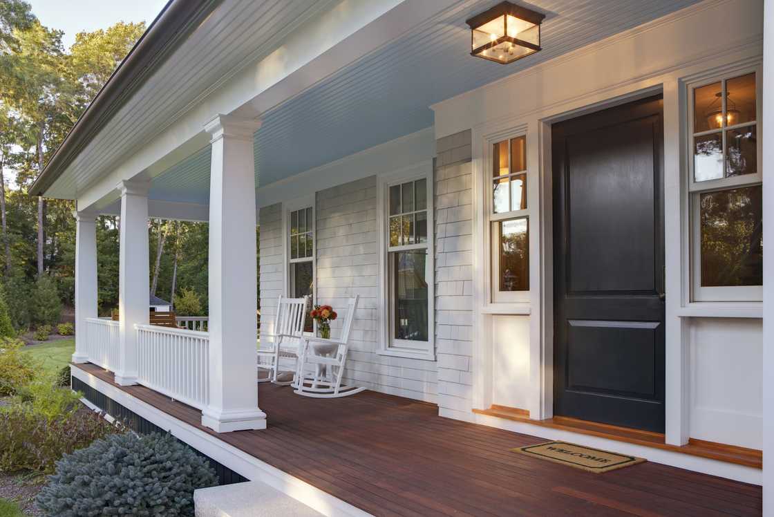 The front porch of a home. The front porch of a home.