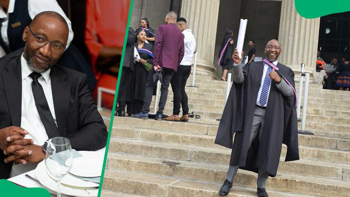 Thulasizwe Simelan atending an event and him during his graduation
