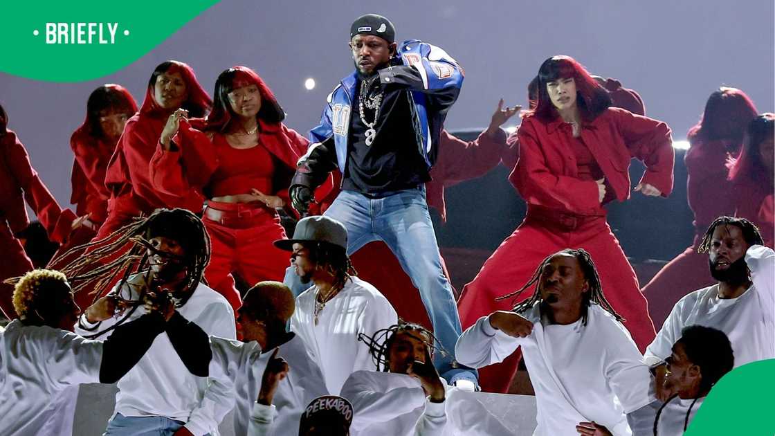 Kendirck Lamar performed his hit song at the Super Bowl. Kendirck Lamar performed his hit song at the Super Bowl.