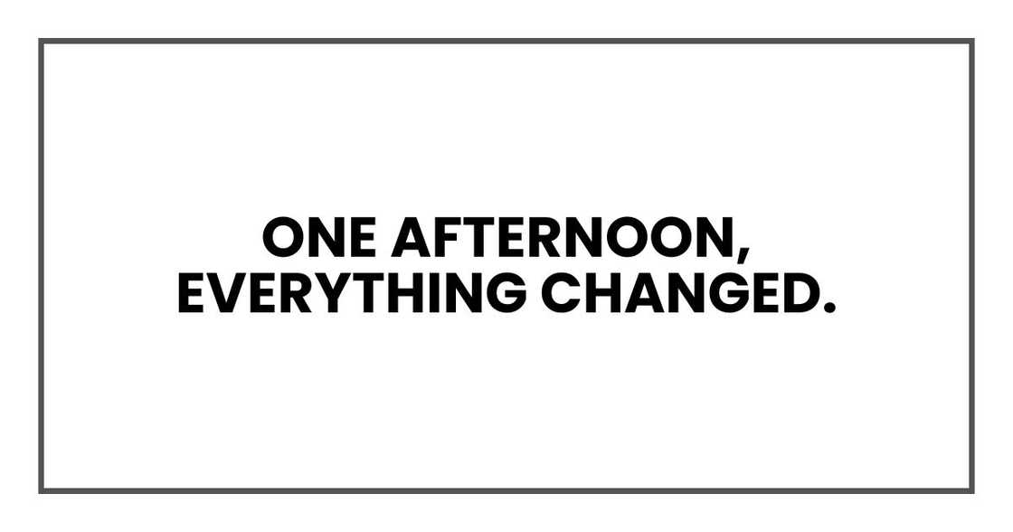one afternoon, everything changed. one afternoon, everything changed.