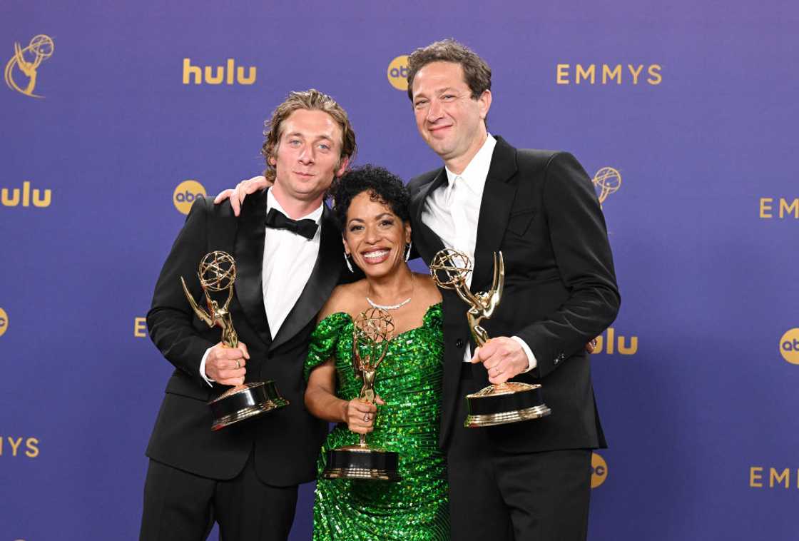 Jeremy Allen White, Liza Colón-Zayas and Ebon Moss-Bachrach in Los Angeles, California. Jeremy Allen White, Liza Colón-Zayas and Ebon Moss-Bachrach in Los Angeles, California.