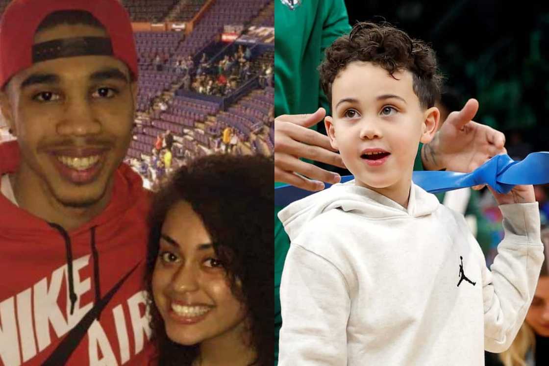 Jayson Tatum (L) with his ex Toriah and to the right is their son, Deuce Jayson Tatum (L) with his ex Toriah and to the right is their son, Deuce