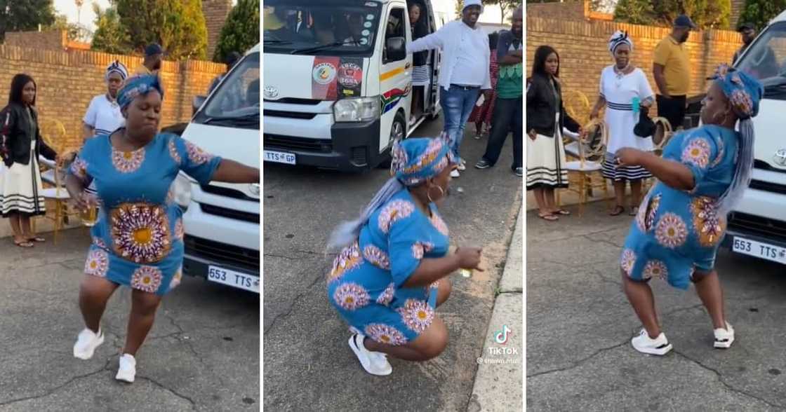 Woman happily dances in front of onlookers in a taxi