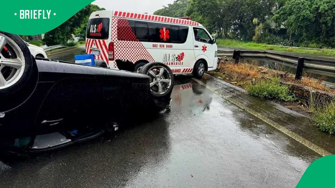 A vehicle rolled over in Westville in Durban, KwaZulu-Natal on the M13 A vehicle rolled over in Westville in Durban, KwaZulu-Natal on the M13