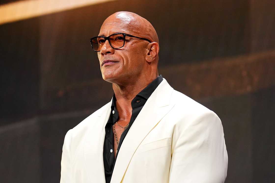 Dwayne Johnson is seen onstage during the UFC Hall of Fame Class of 2025 Induction Ceremony at T-Mobile Arena in Las Vegas, Nevada