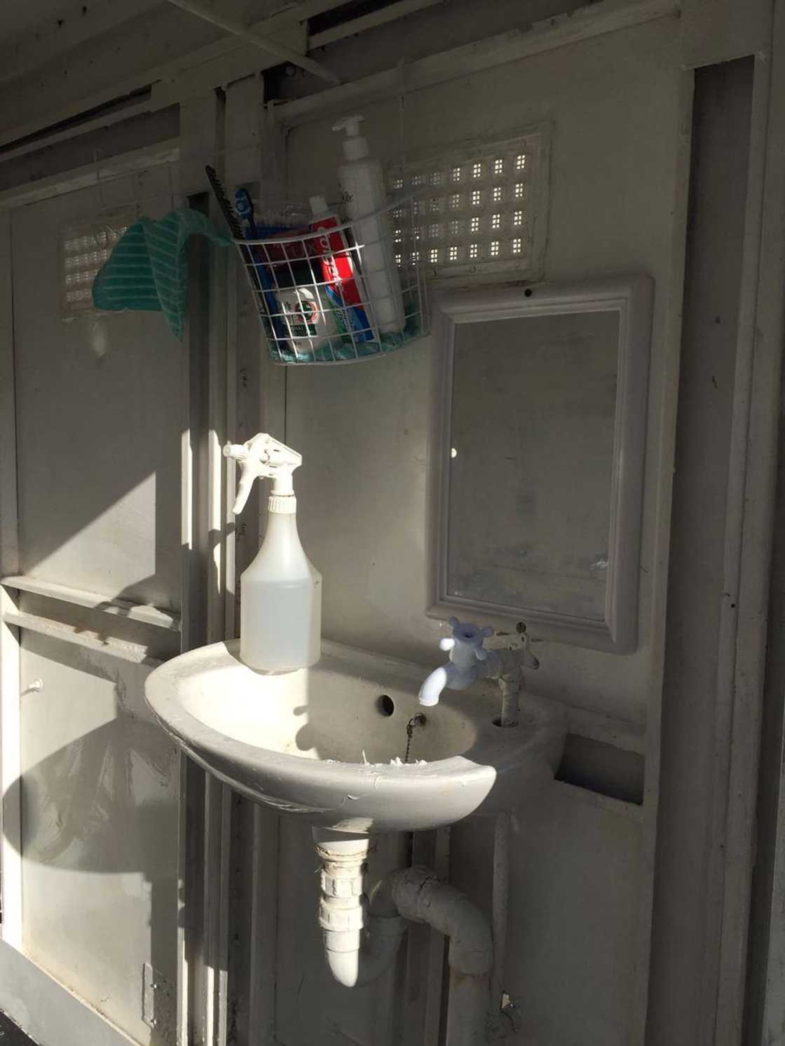 Inside Quku's mobile shower. Photo credit: Supplied.