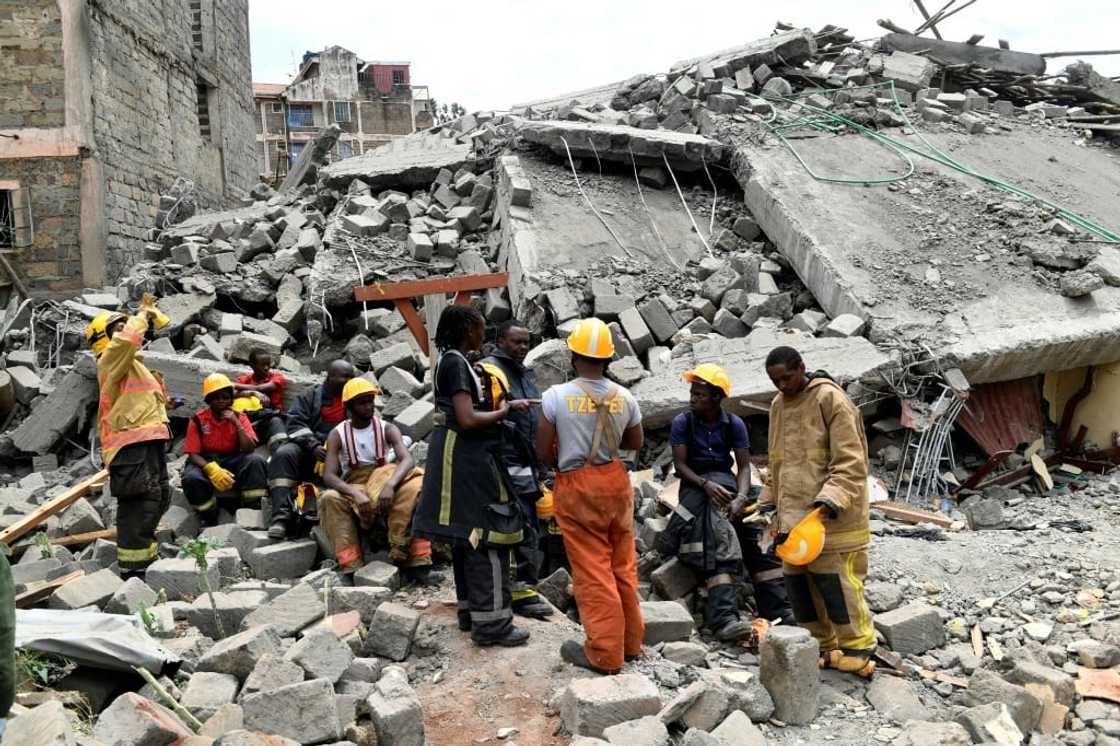 The building was under construction when it suddenly caved in on Monday in a town on the outskirts of Nairobi The building was under construction when it suddenly caved in on Monday in a town on the outskirts of Nairobi