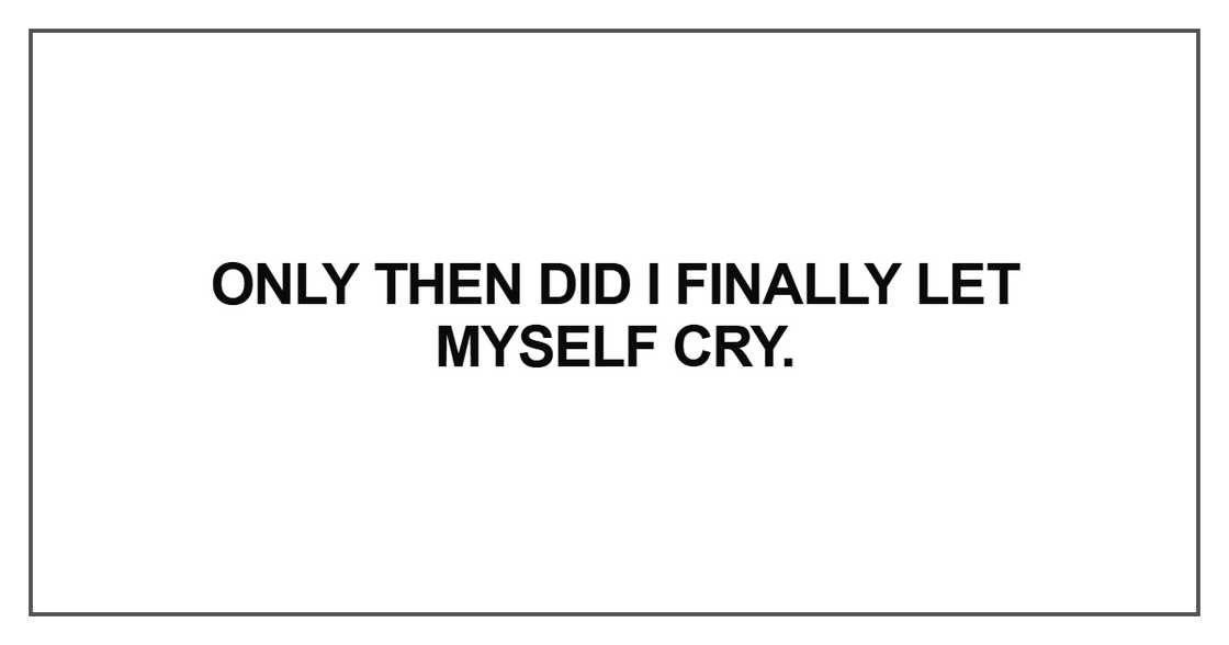 Only then did I finally let myself cry Only then did I finally let myself cry