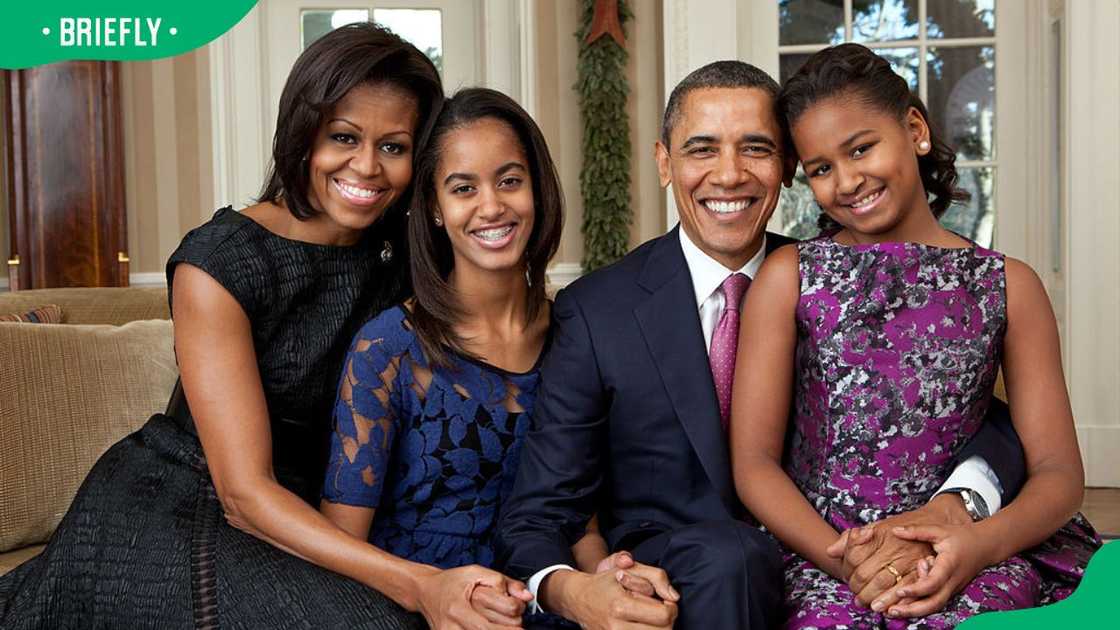 Michelle, Malia, Barack and Sasha Obama at the White House in 2011 (L-R) Michelle, Malia, Barack and Sasha Obama at the White House in 2011 (L-R)