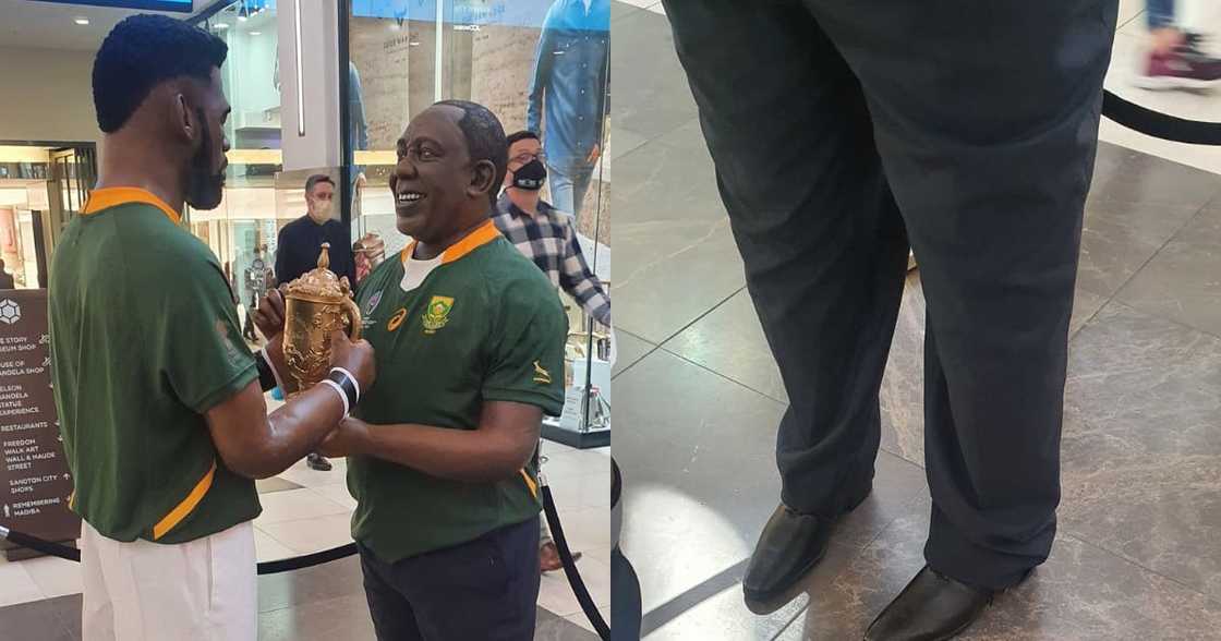 "Who Is This": Mzansi Reacts to Cyril Ramaphosa and Siya Kolisi Statue