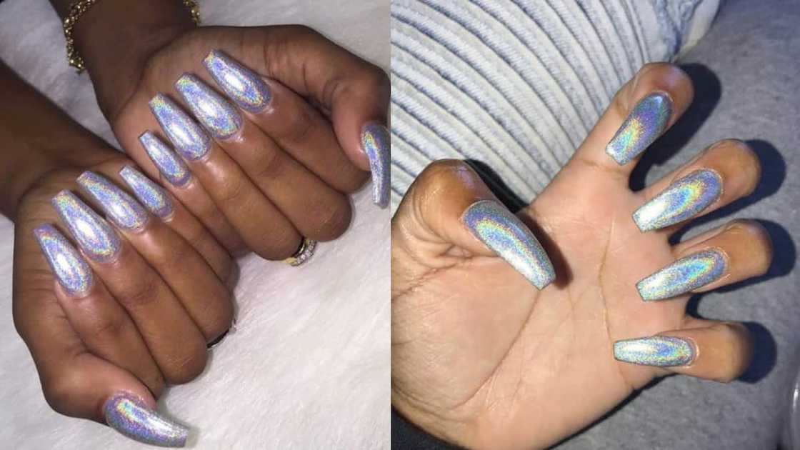 Silvery rainbow nails