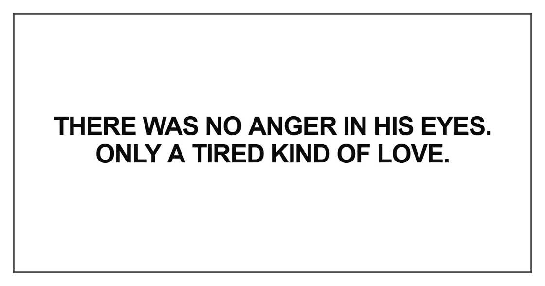 There was no anger in his eyes