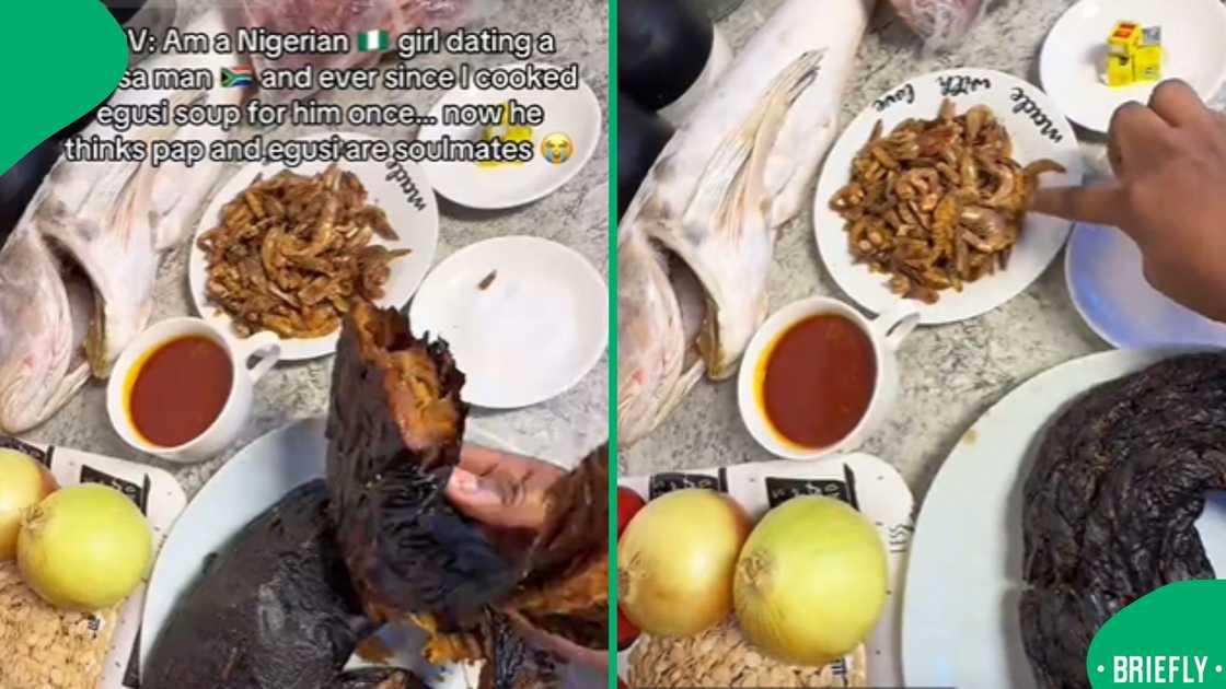 The image on the right showed all the ingredients she used in her egusi soup The image on the right showed all the ingredients she used in her egusi soup