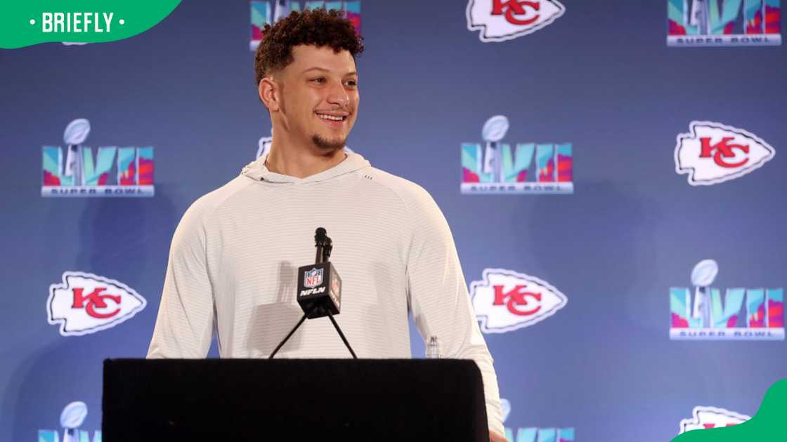 Patrick Mahomes speaks at a press conference Patrick Mahomes speaks at a press conference