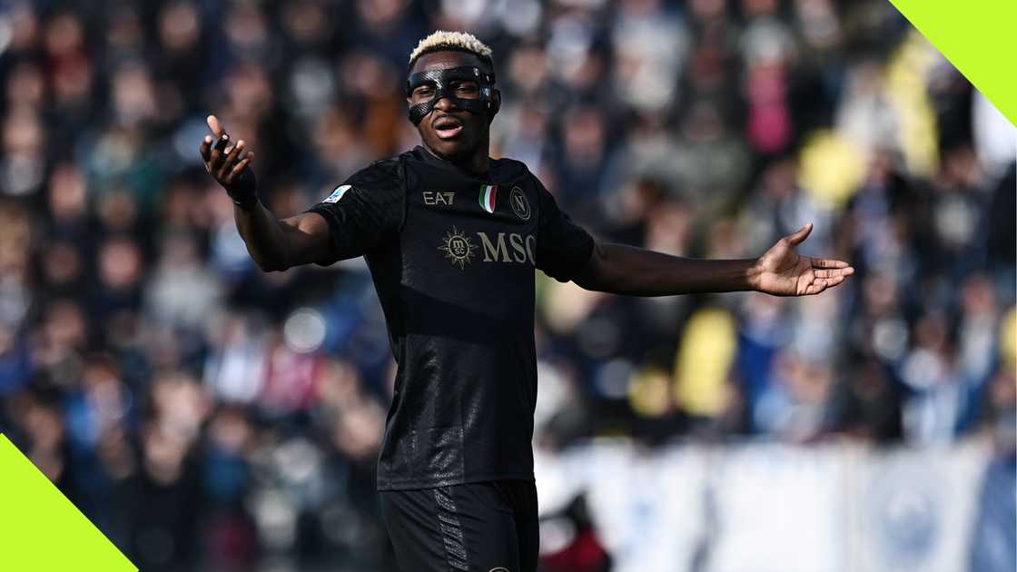 Victor Osimhen during a Serie A match for Napoli. Victor Osimhen during a Serie A match for Napoli.