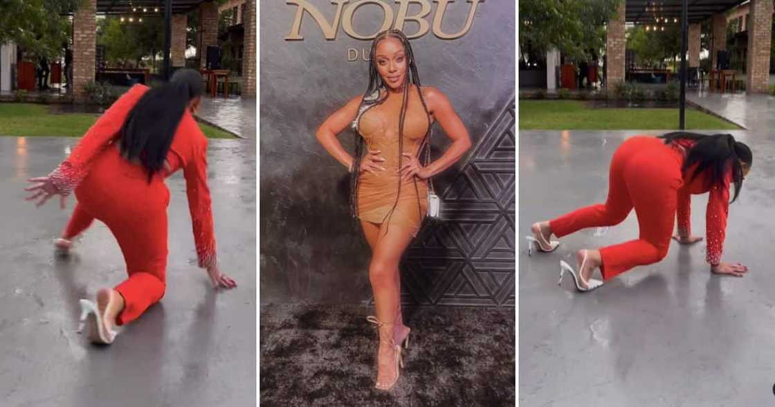 Thando Thabethe falls Thando Thabethe falls