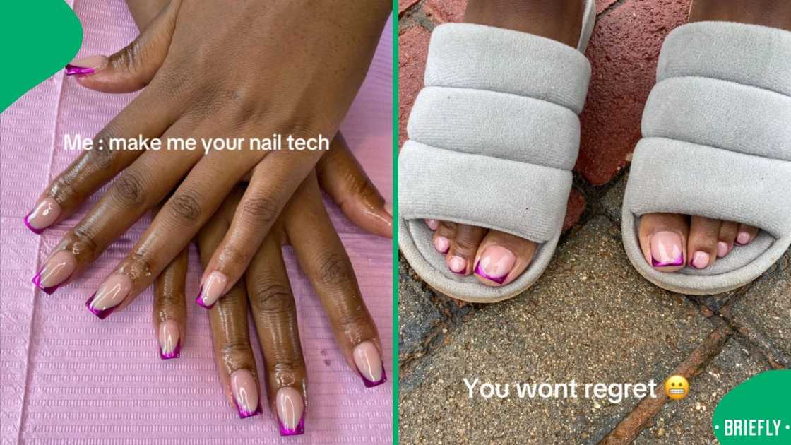 A woman showed her work as a nail tech.